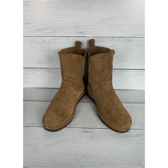 UGG Women's US Size 7 Alida Slouch Brown Chestnut Leather Suede Unlined Boots - Picture 3 of 14